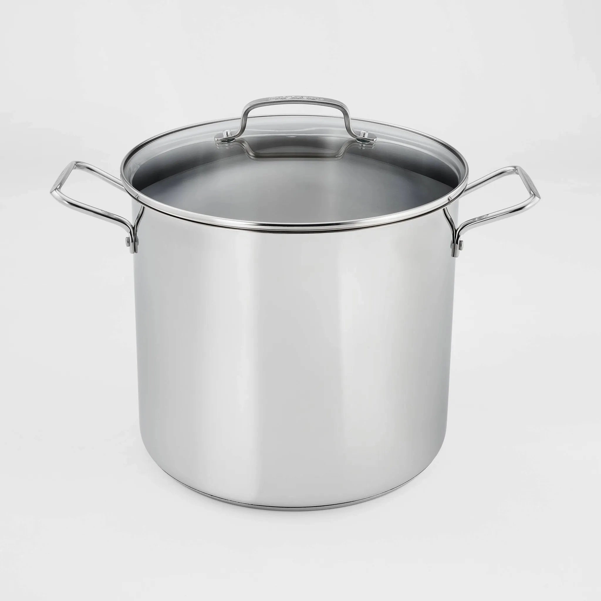 16qt Stainless Steel Stock Pot with Cover Silver: Dishwasher & Oven-Safe, Tempered Glass Lid, Riveted Handle