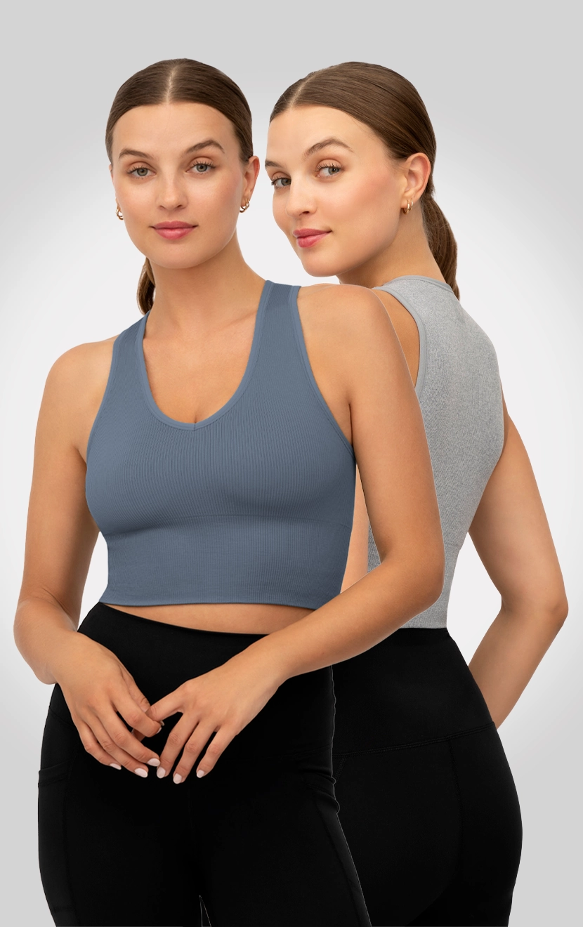 2 PK Ribbed V-Neck Tank Top