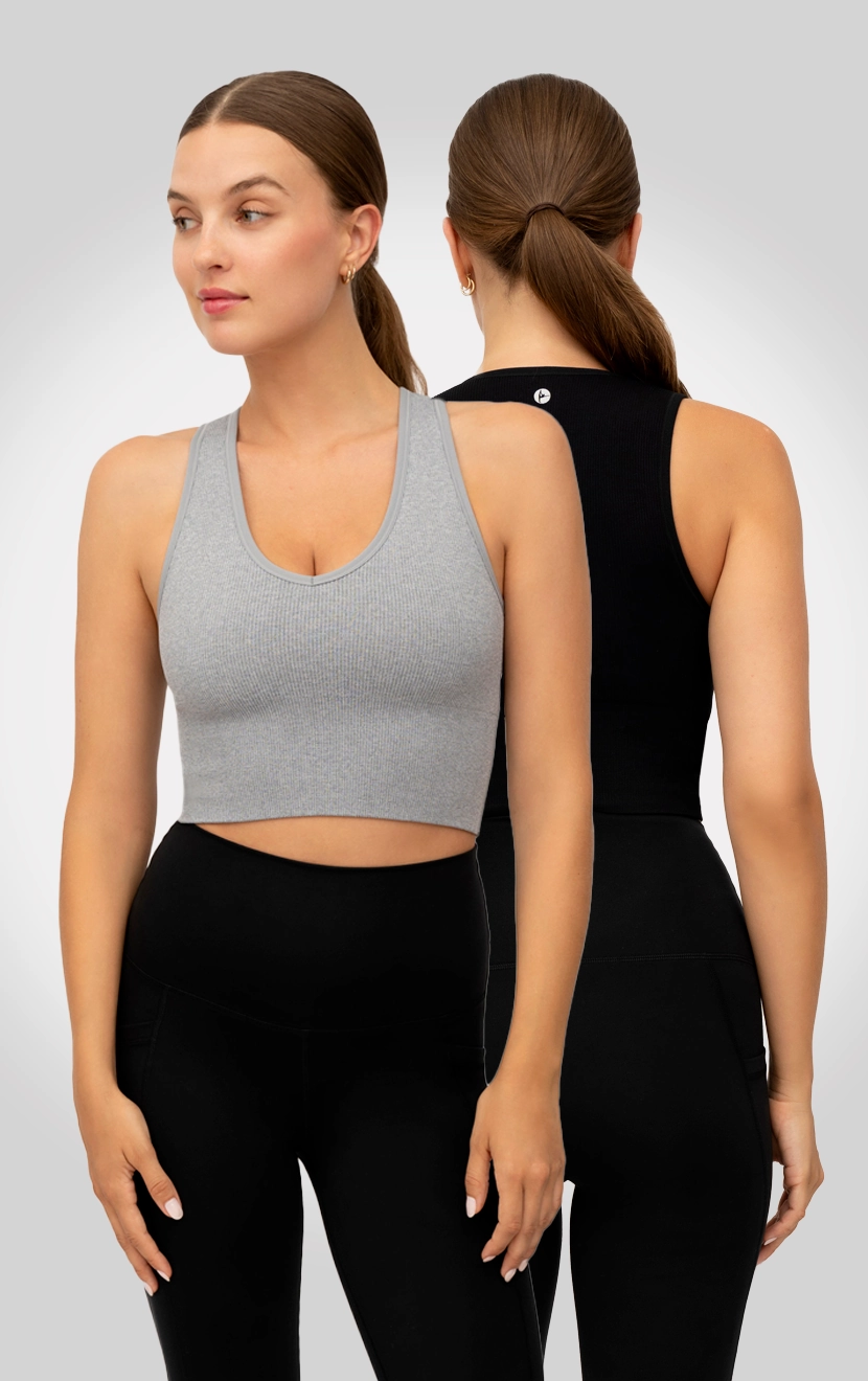 2 PK Ribbed V-Neck Tank Top