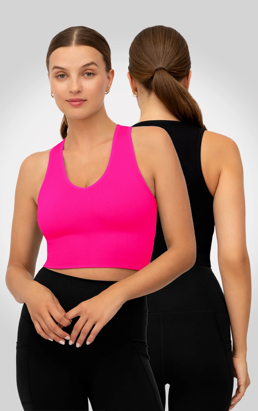 2 PK Ribbed V-Neck Tank Top