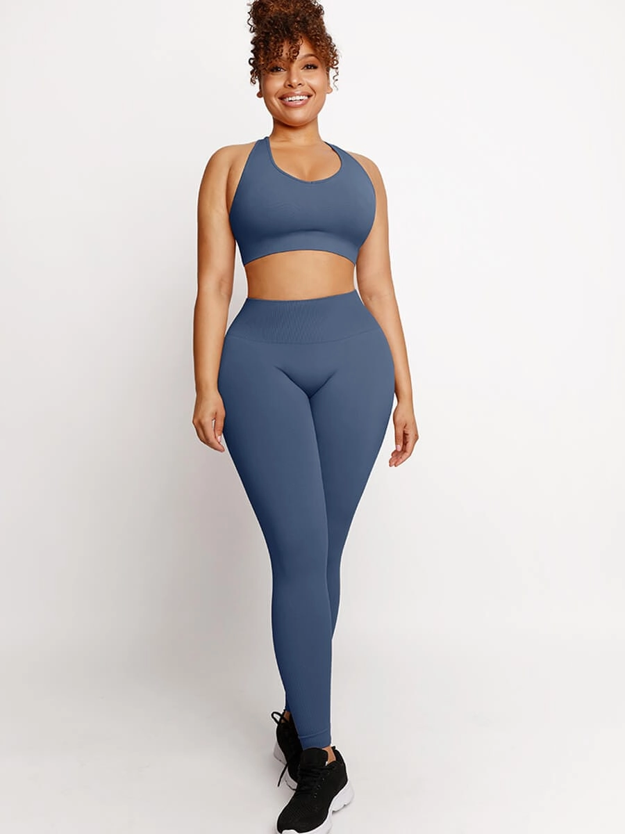 🌿Eco-friendly Sexy Seamless Sportswear Butt Lifting Tummy Control Leggings Top Set