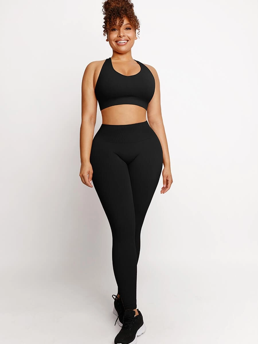 🌿Eco-friendly Sexy Seamless Sportswear Butt Lifting Tummy Control Leggings Top Set