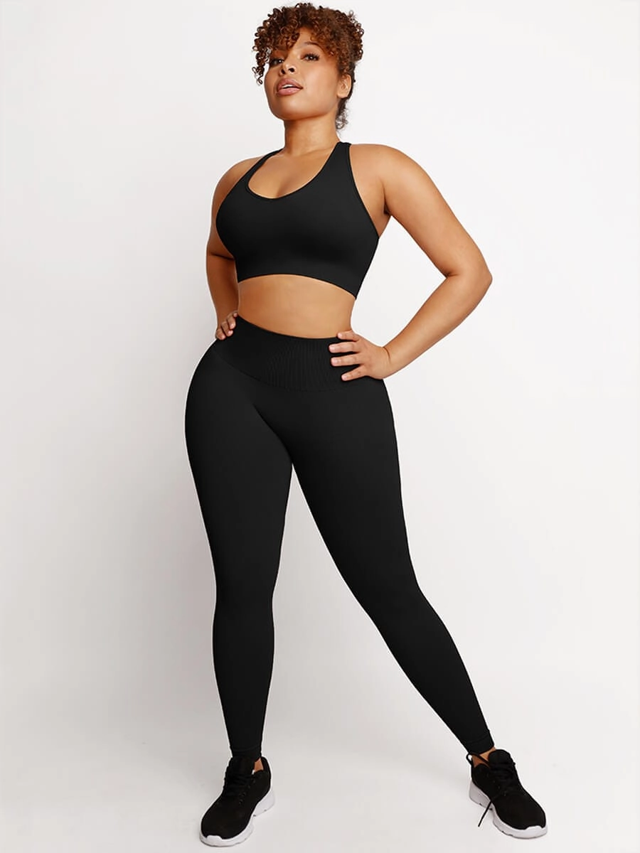 🌿Eco-friendly Sexy Seamless Sportswear Butt Lifting Tummy Control Leggings Top Set