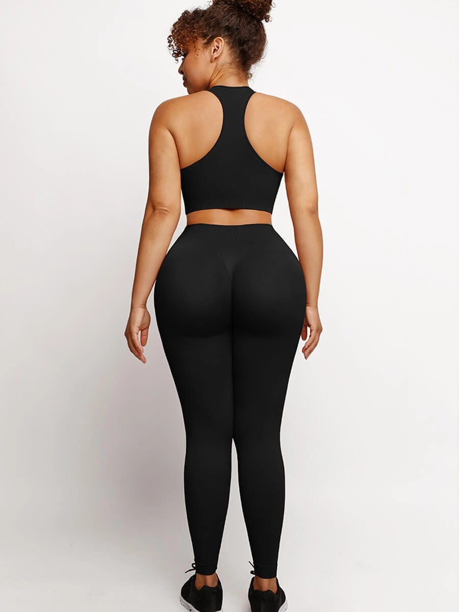 🌿Eco-friendly Sexy Seamless Sportswear Butt Lifting Tummy Control Leggings Top Set
