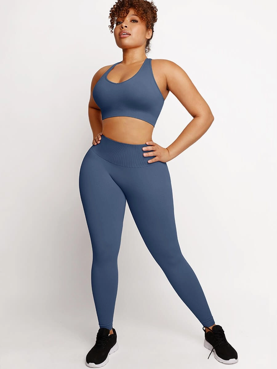 🌿Eco-friendly Sexy Seamless Sportswear Butt Lifting Tummy Control Leggings Top Set