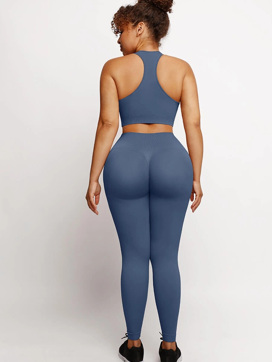 🌿Eco-friendly Sexy Seamless Sportswear Butt Lifting Tummy Control Leggings Top Set