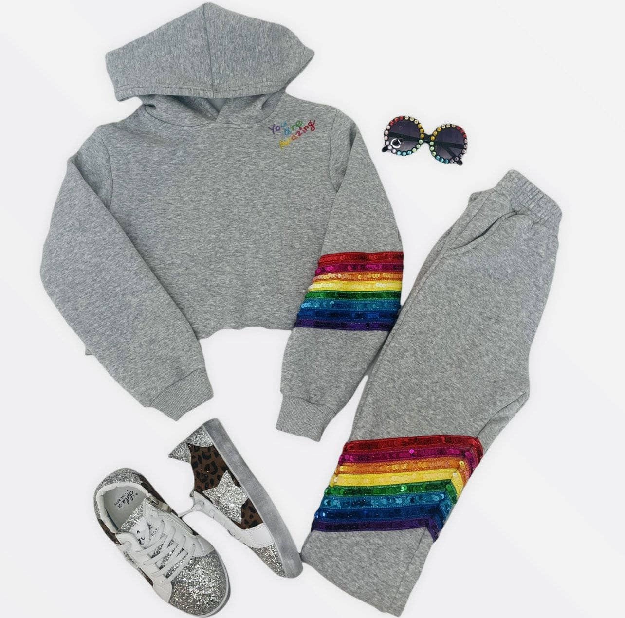"You Are Amazing" Sequin Jogger Set