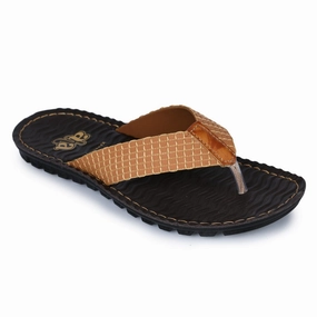 A-HA Tan Casual Slippers For Men 2137-11 By Liberty