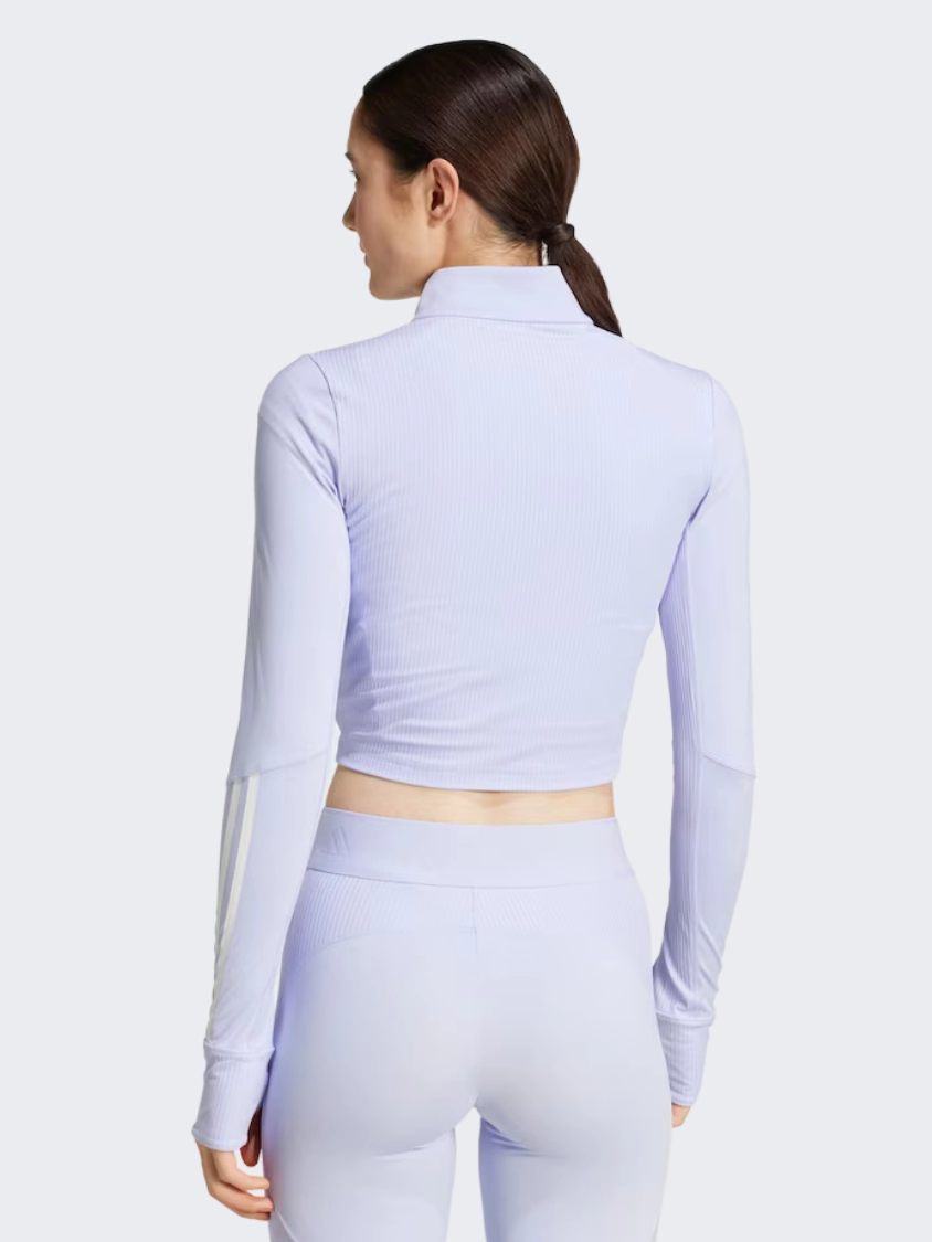 Adidas Hyperglam Full Zip Ribbed Women Training Tracksuit Violet Tone