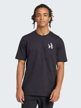 Adidas Lounge Slides Graphic Pocket Men Sportswear T-Shirt Black