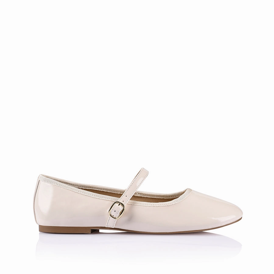 Bambi Mary-Jane Flats - Bone Patent