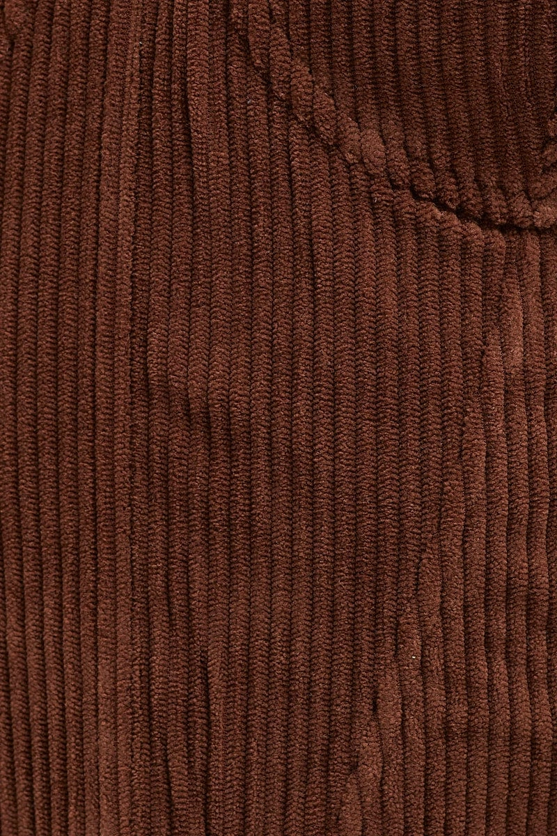 Brown Corset Top Sleeveless Crop Corduroy