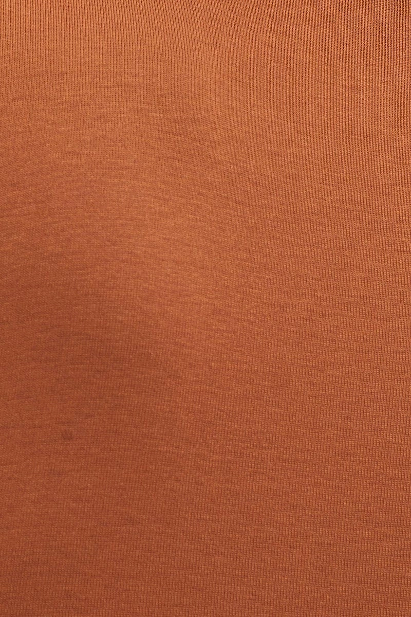 Brown Round Neck Sleeveless Bodysuit