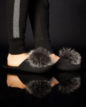 Cashmere Slide with Pom Pom