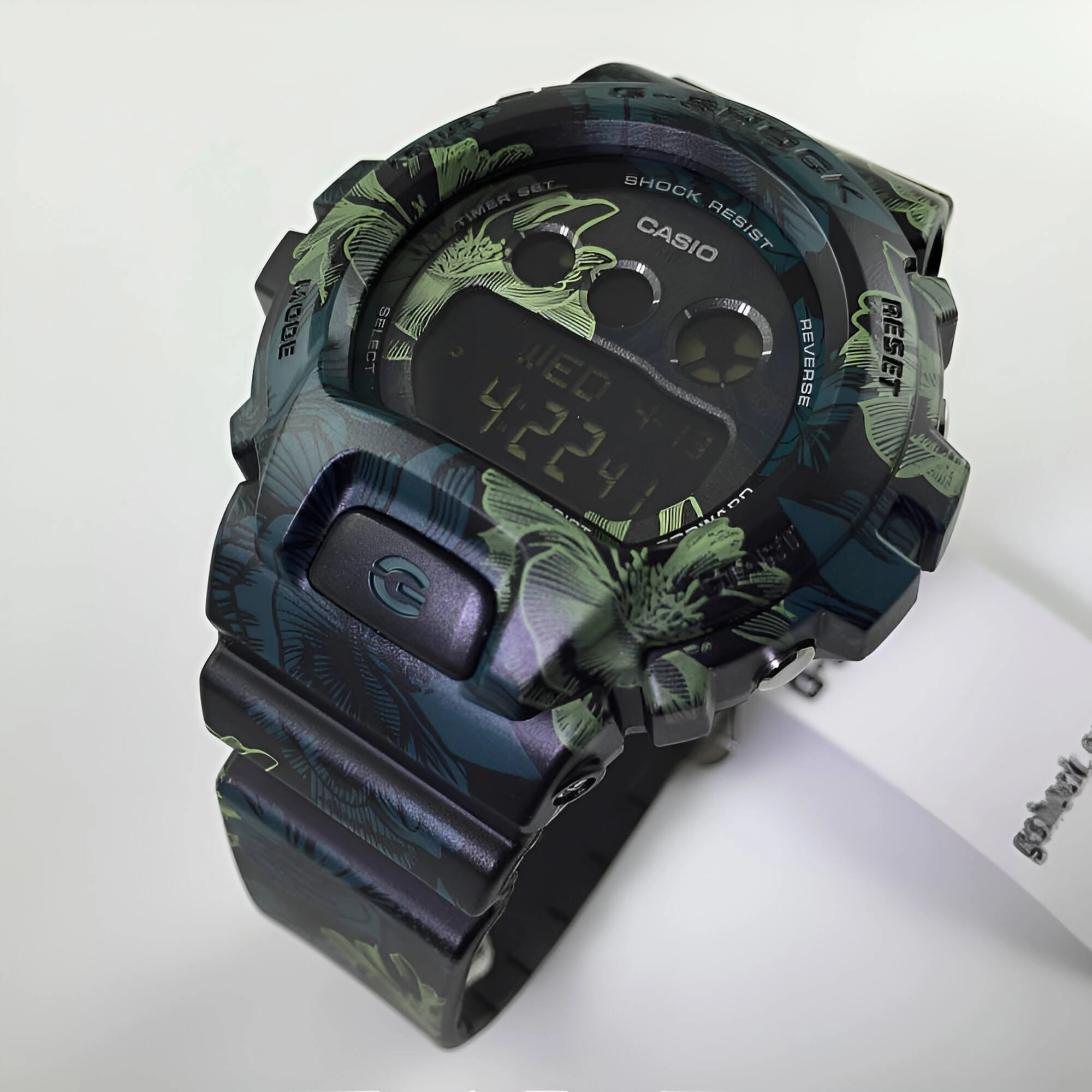 Casio Women's Watch - G-Shock Green Floral Printed Resin Strap Digital | GMDS6900F-1