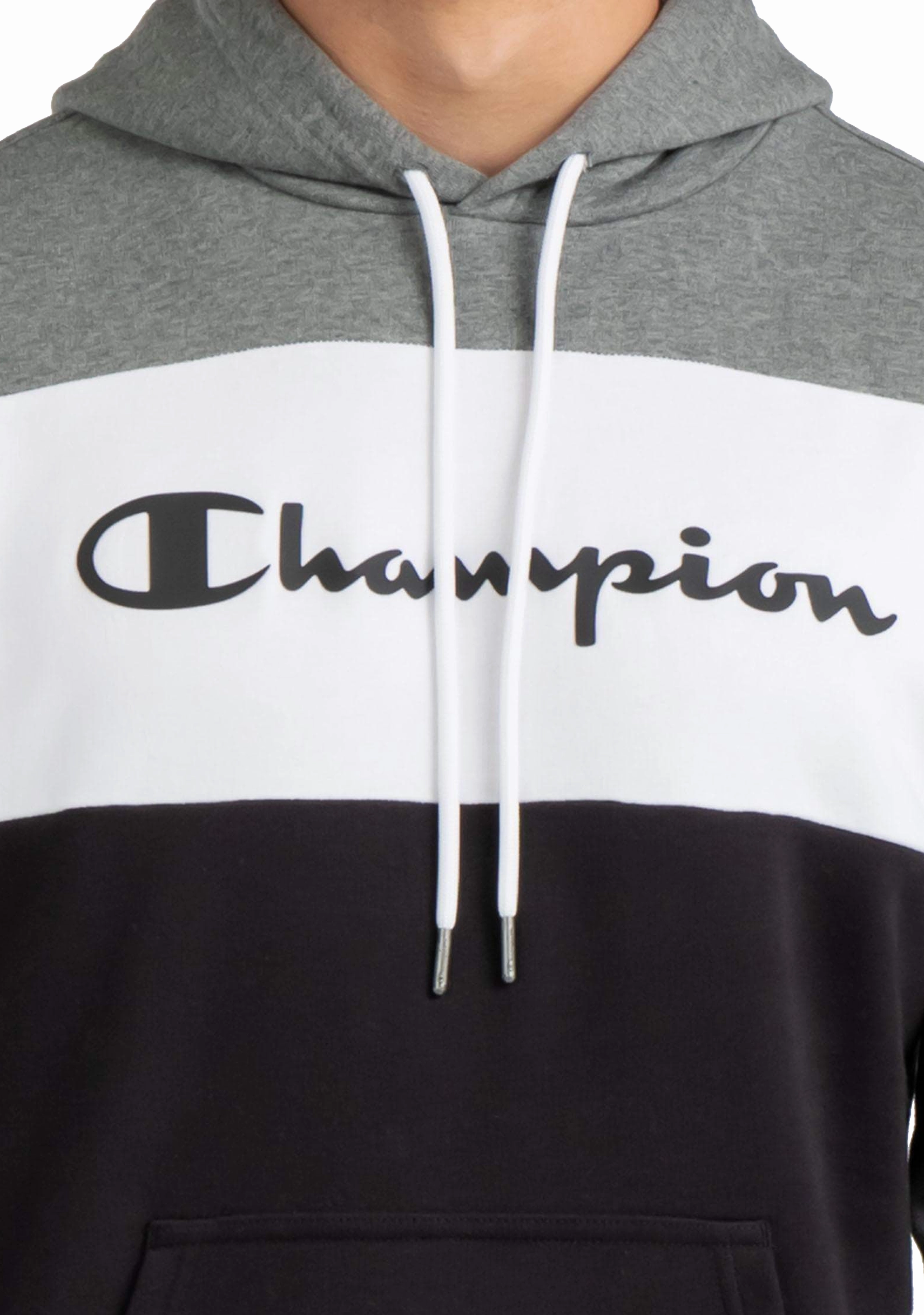 Champion Mens EU Roch Colourblock Hoodie Grey/black