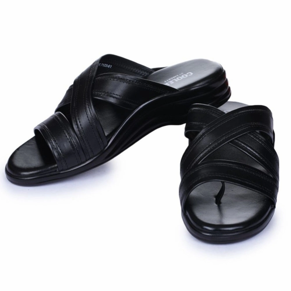 Coolers Casual Black Slippers For Men 7123-61 By Liberty