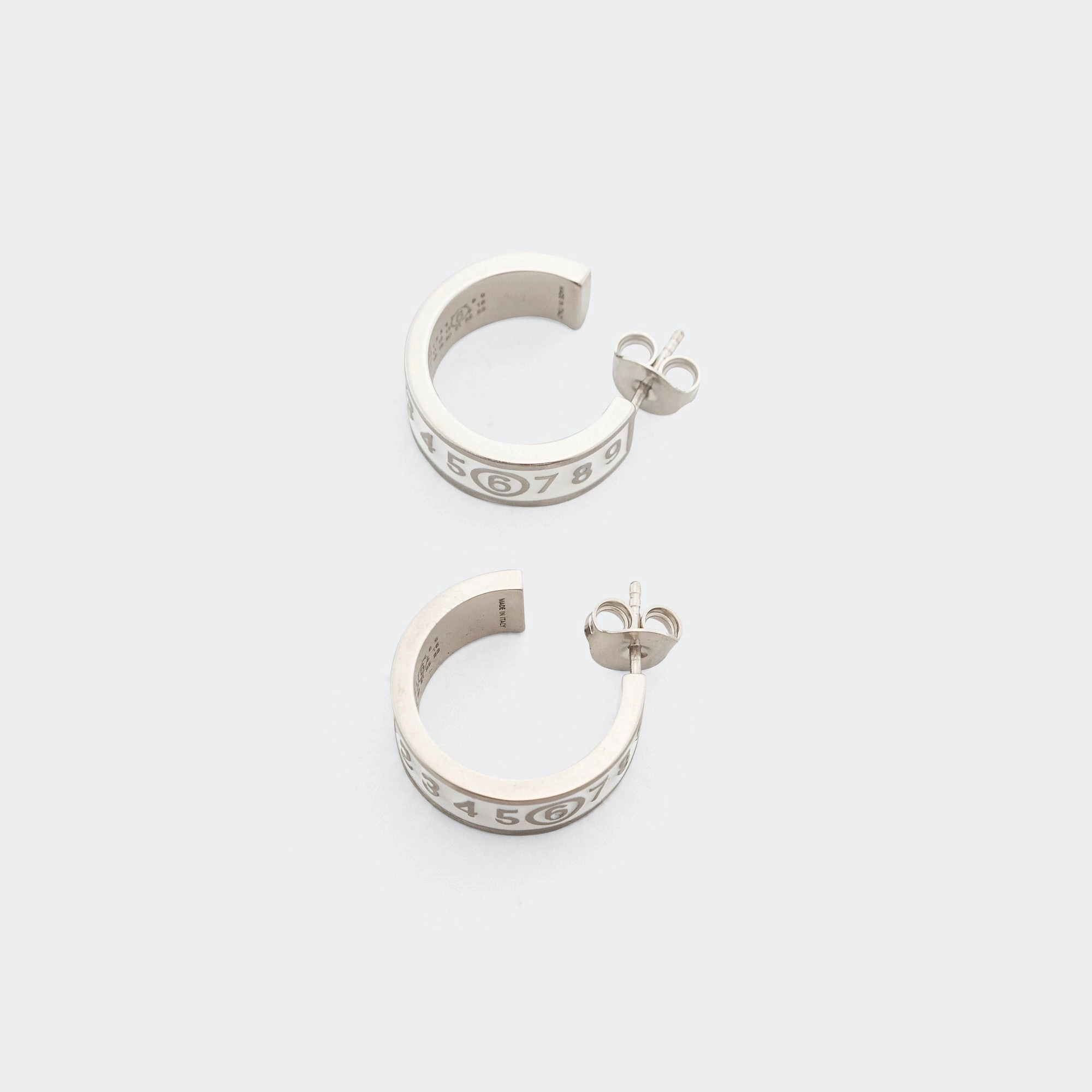 Enamel Logo Earrings - White/Silver Toned Brass