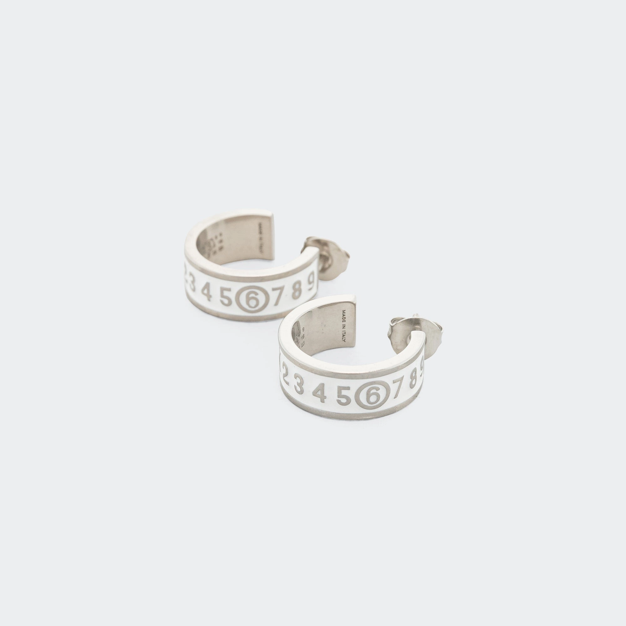 Enamel Logo Earrings - White/Silver Toned Brass