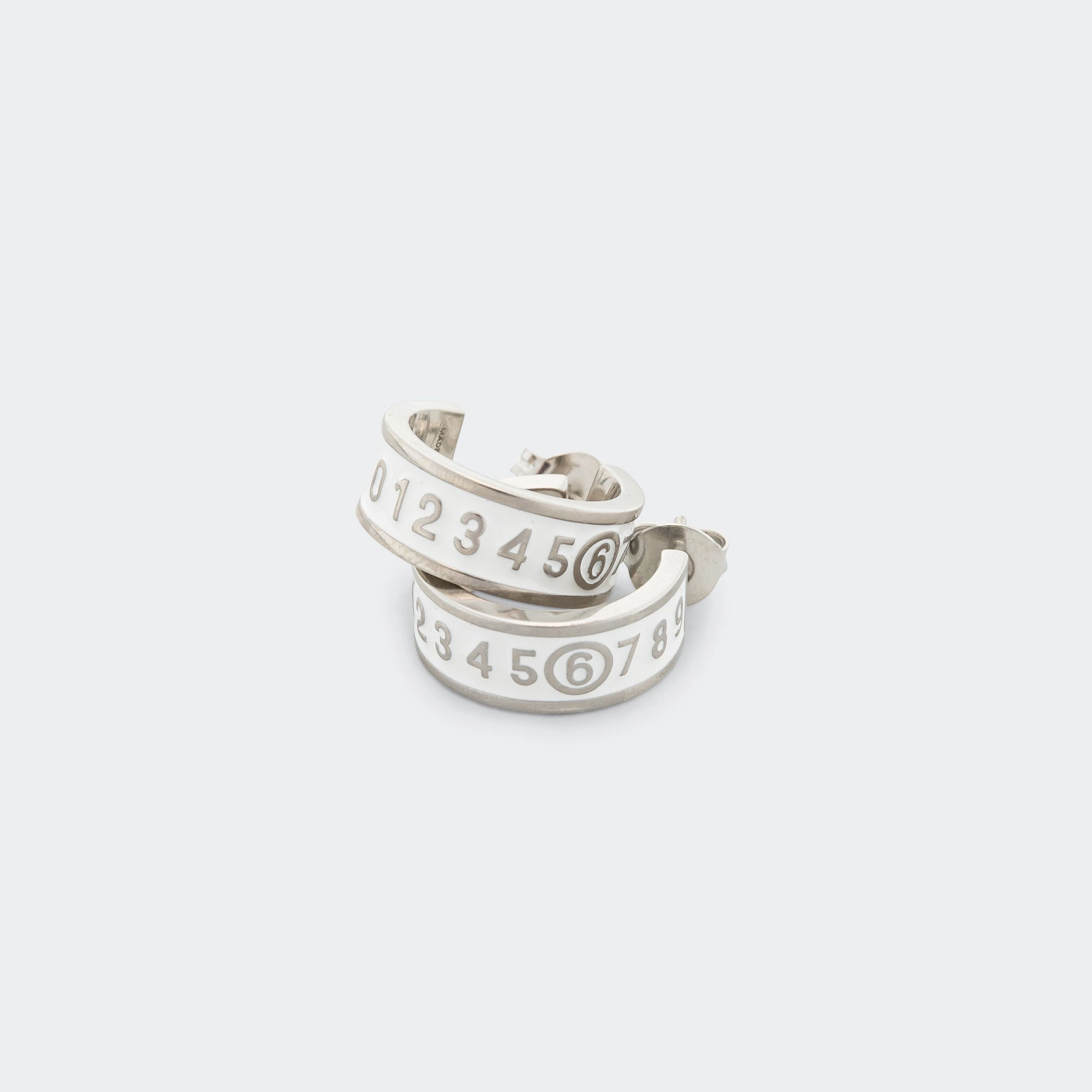 Enamel Logo Earrings - White/Silver Toned Brass