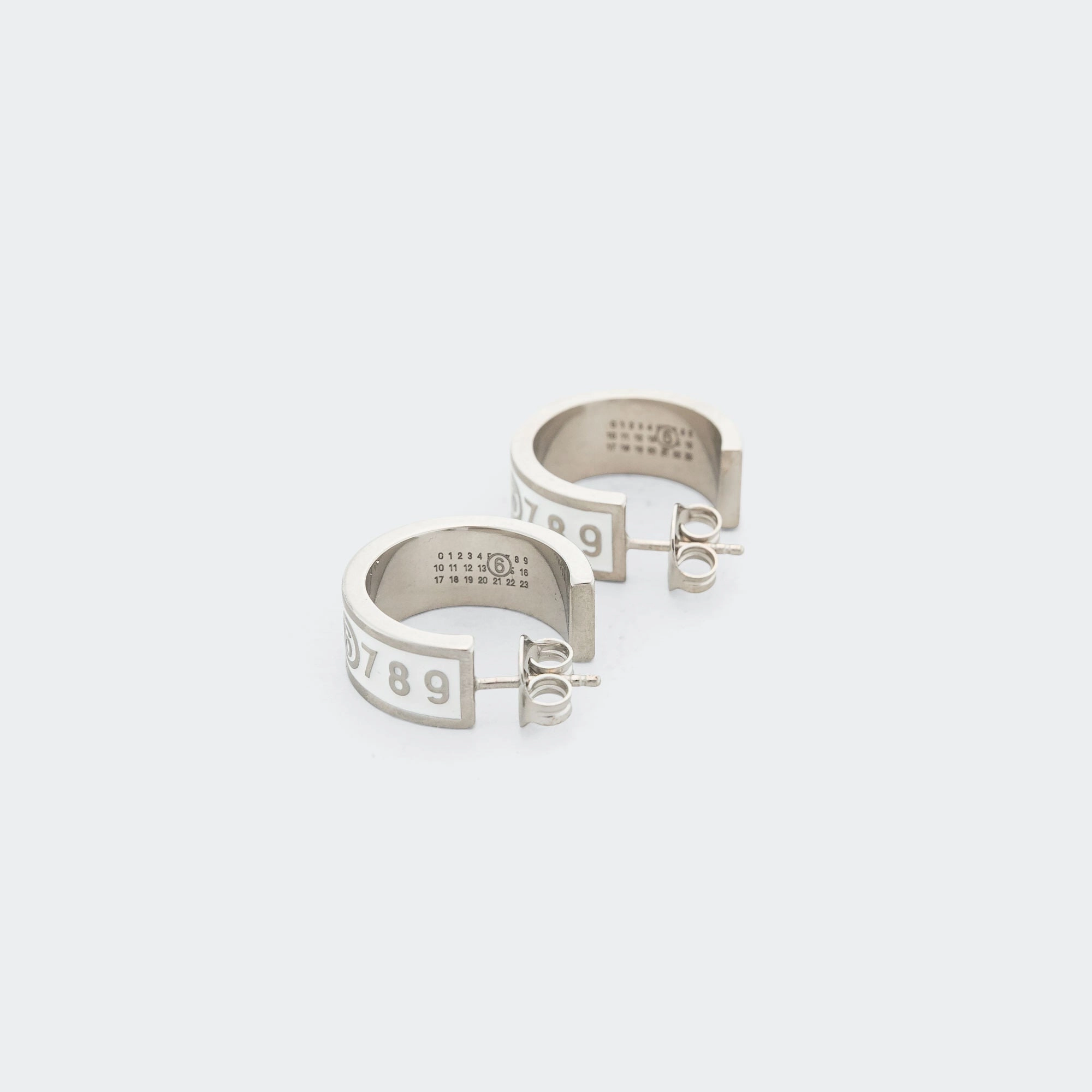 Enamel Logo Earrings - White/Silver Toned Brass