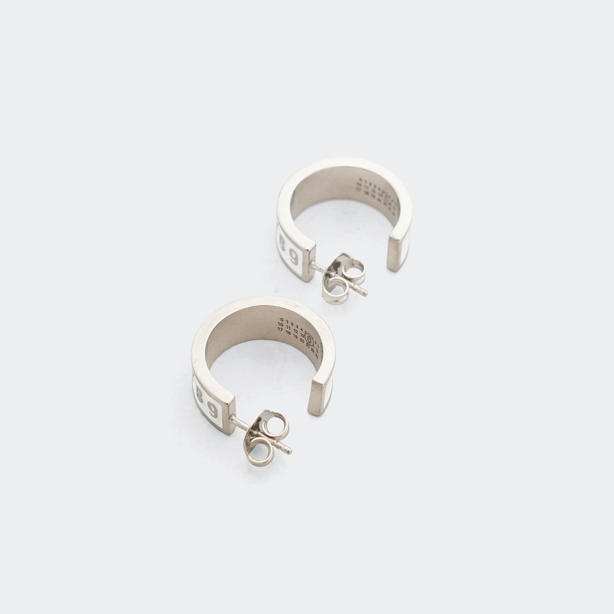 Enamel Logo Earrings - White/Silver Toned Brass