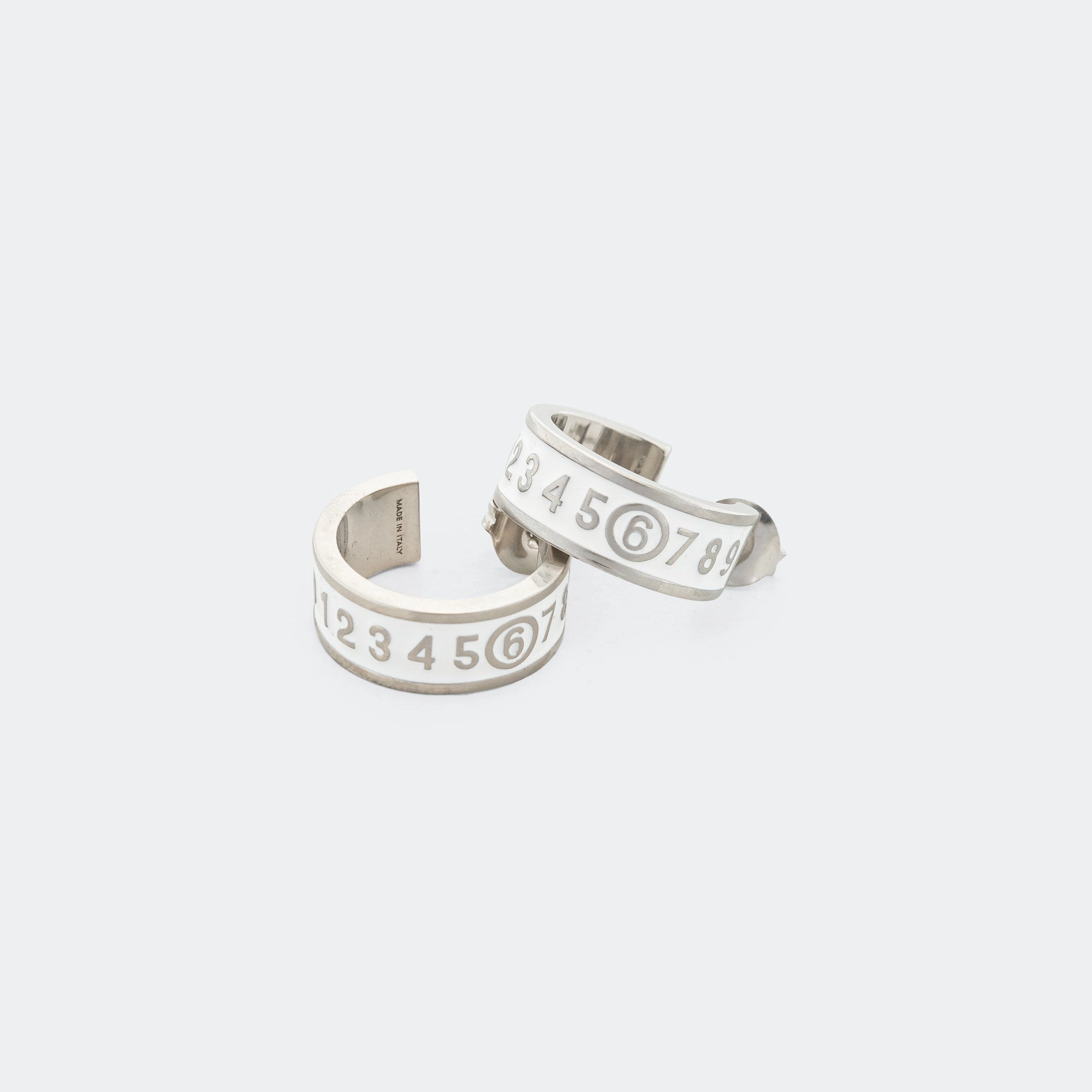 Enamel Logo Earrings - White/Silver Toned Brass