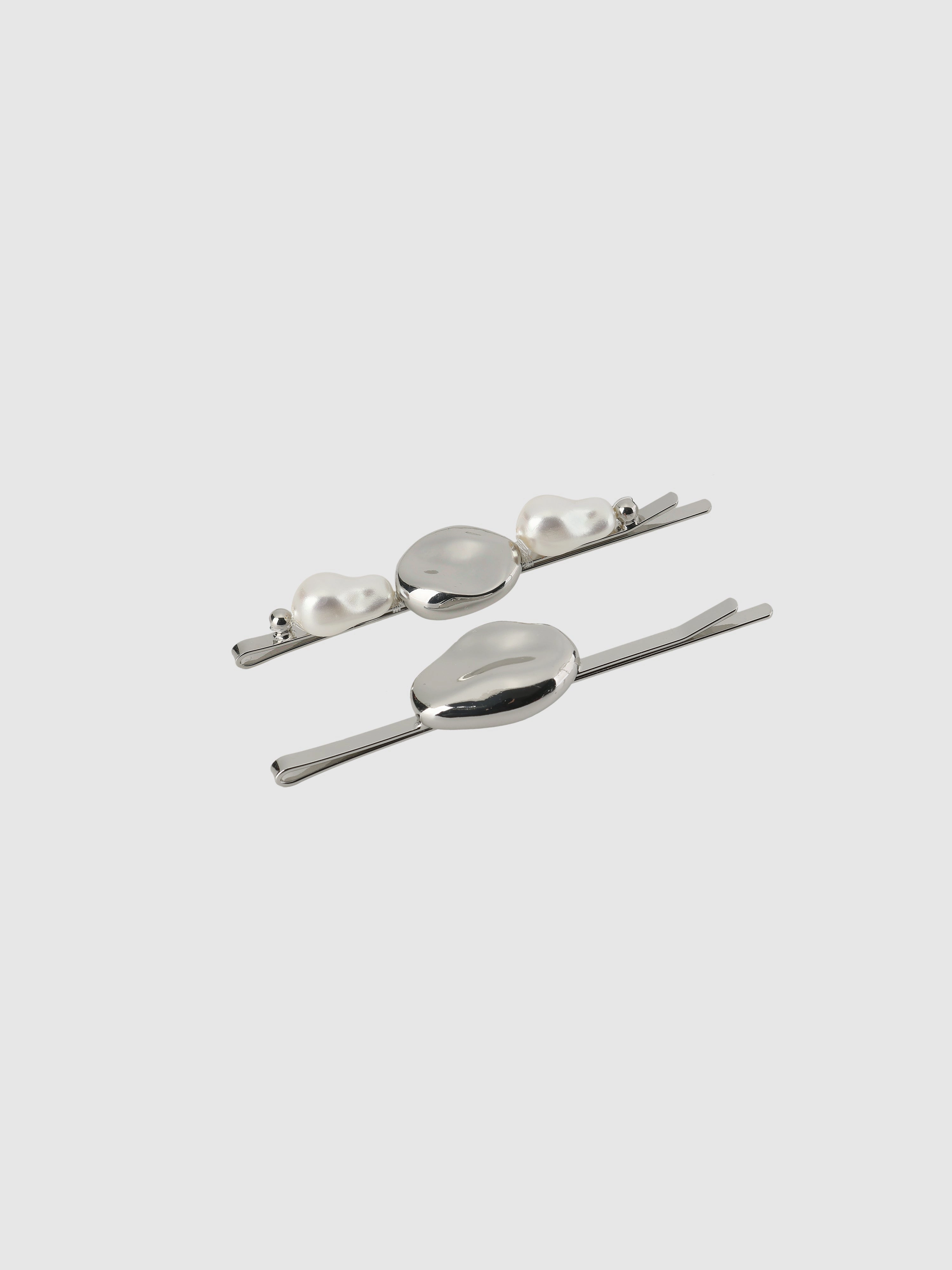 Glamour Distort Hairclip Set With Faux Pearl