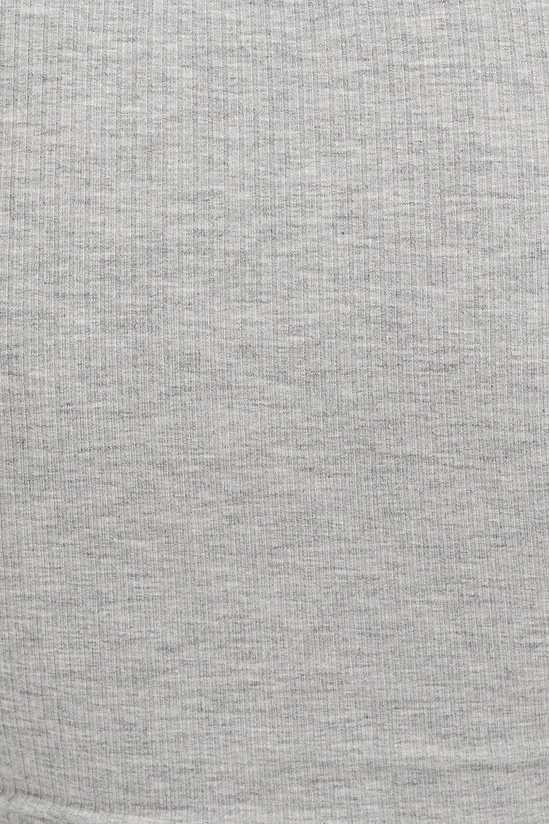 Grey Rib Crop Top Long Sleeve