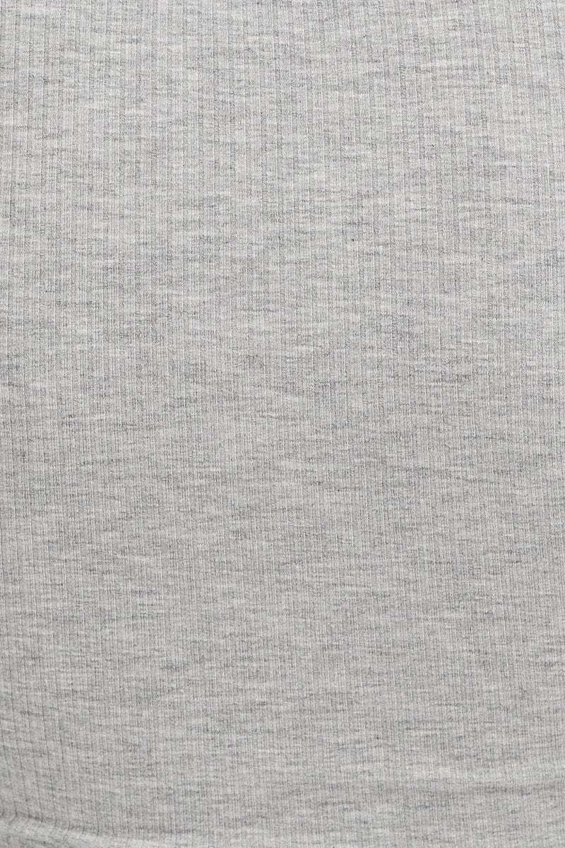 Grey Rib Crop Top Long Sleeve