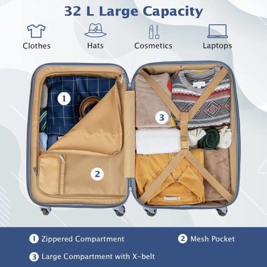 Hardside Luggage With Spinner Wheels With TSA Lock and Height Adjustable Handle-Blue