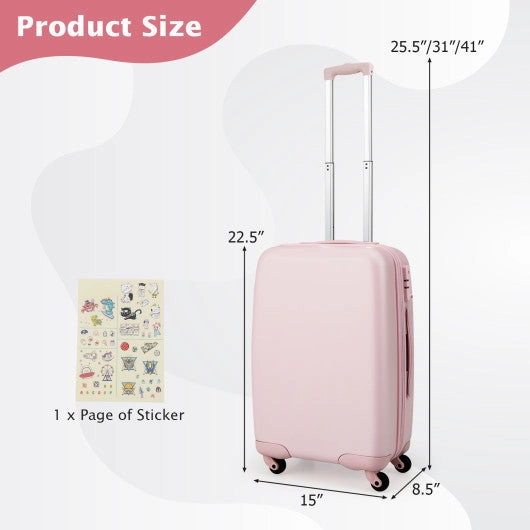 Hardside Luggage With Spinner Wheels With TSA Lock and Height Adjustable Handle-Pink