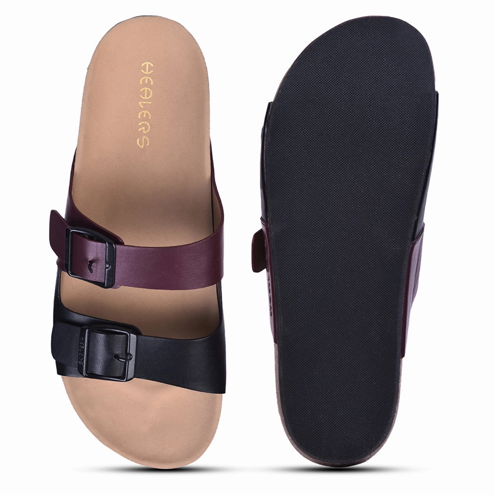 Healers Casual Black Buckle Slider For Women J332-13 By Liberty