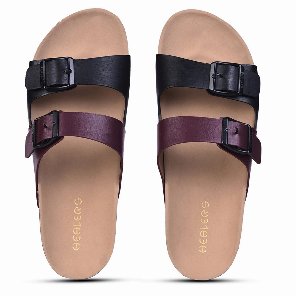 Healers Casual Black Buckle Slider For Women J332-13 By Liberty
