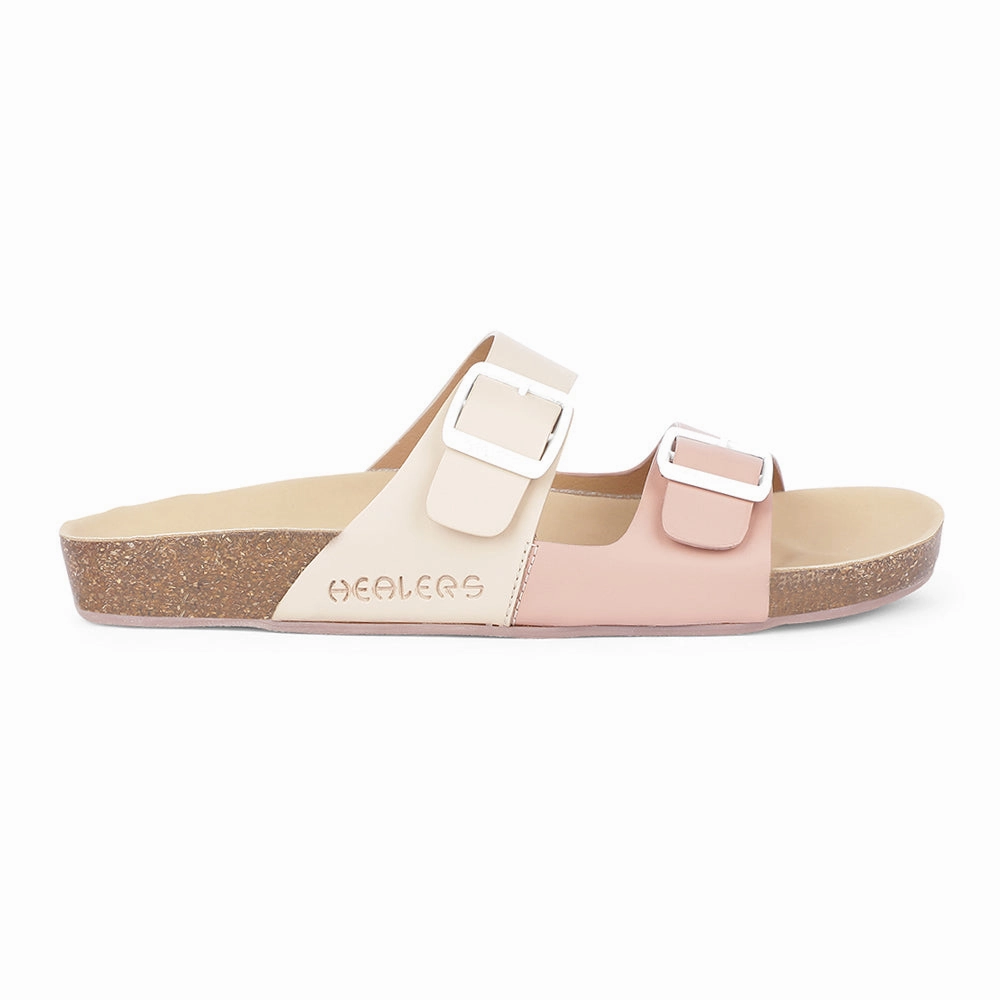 Healers Casual Peach Buckle Slider For Women J332-13 By Liberty