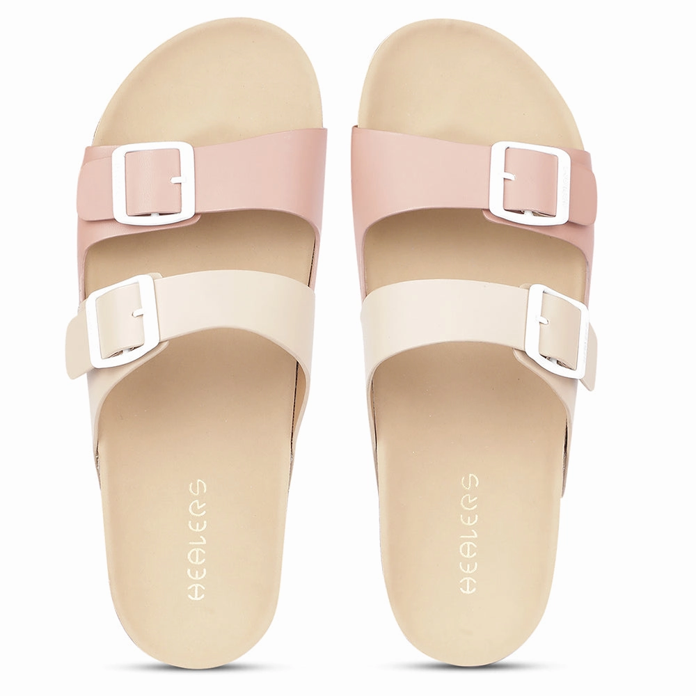 Healers Casual Peach Buckle Slider For Women J332-13 By Liberty