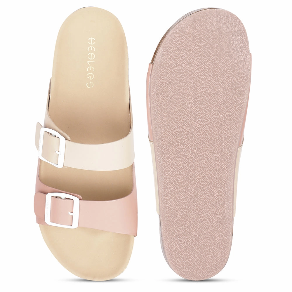 Healers Casual Peach Buckle Slider For Women J332-13 By Liberty