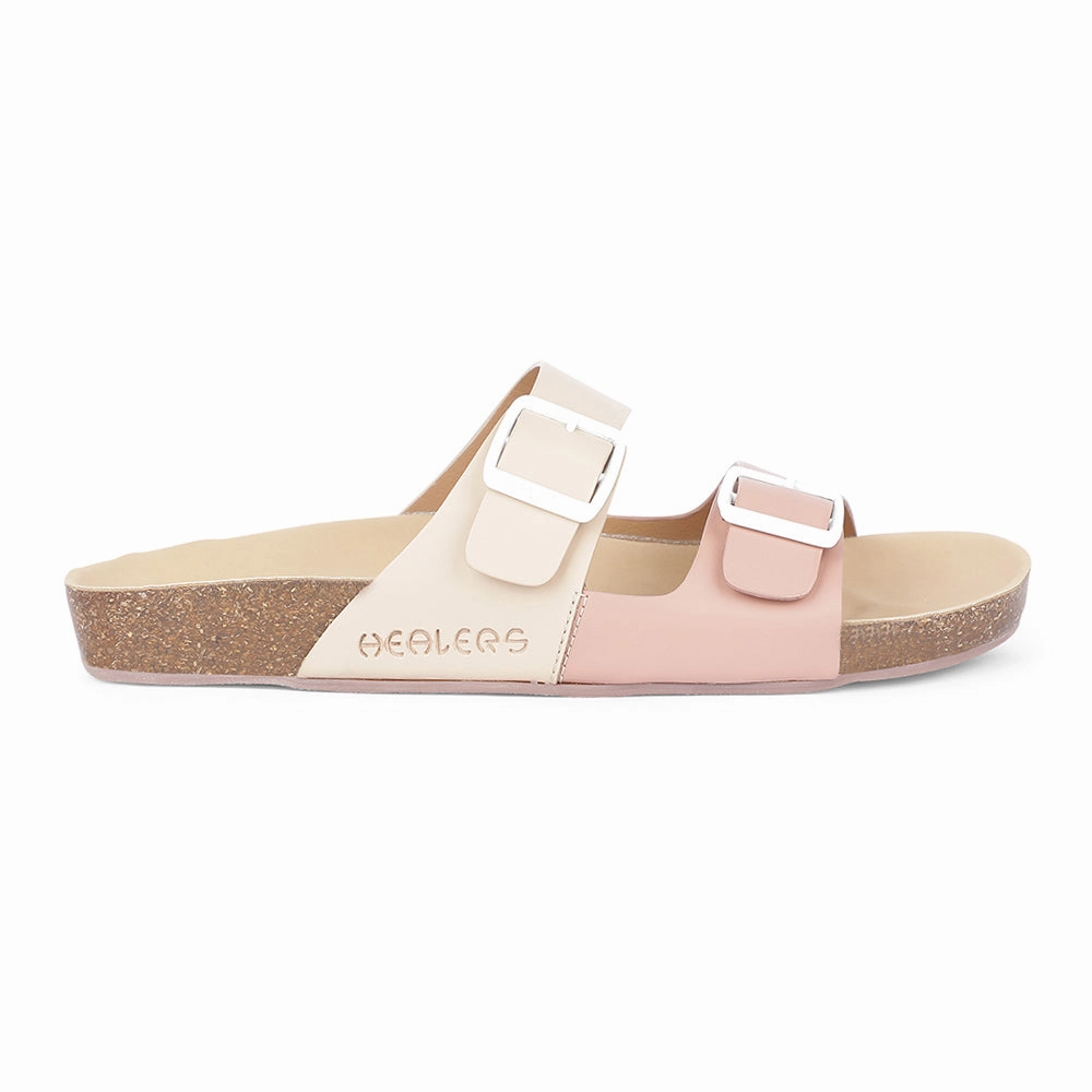 Healers Casual Peach Buckle Slider For Women J332-13 By Liberty