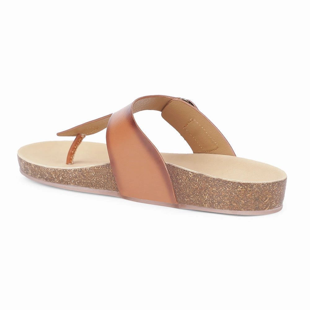 Healers Casual Tan Buckle Slides For Women J332-12 By Liberty