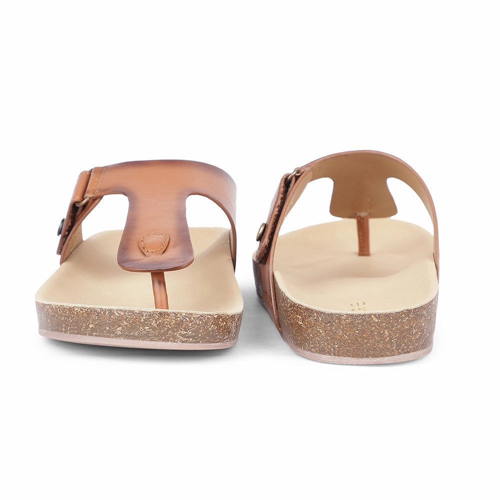 Healers Casual Tan Buckle Slides For Women J332-12 By Liberty