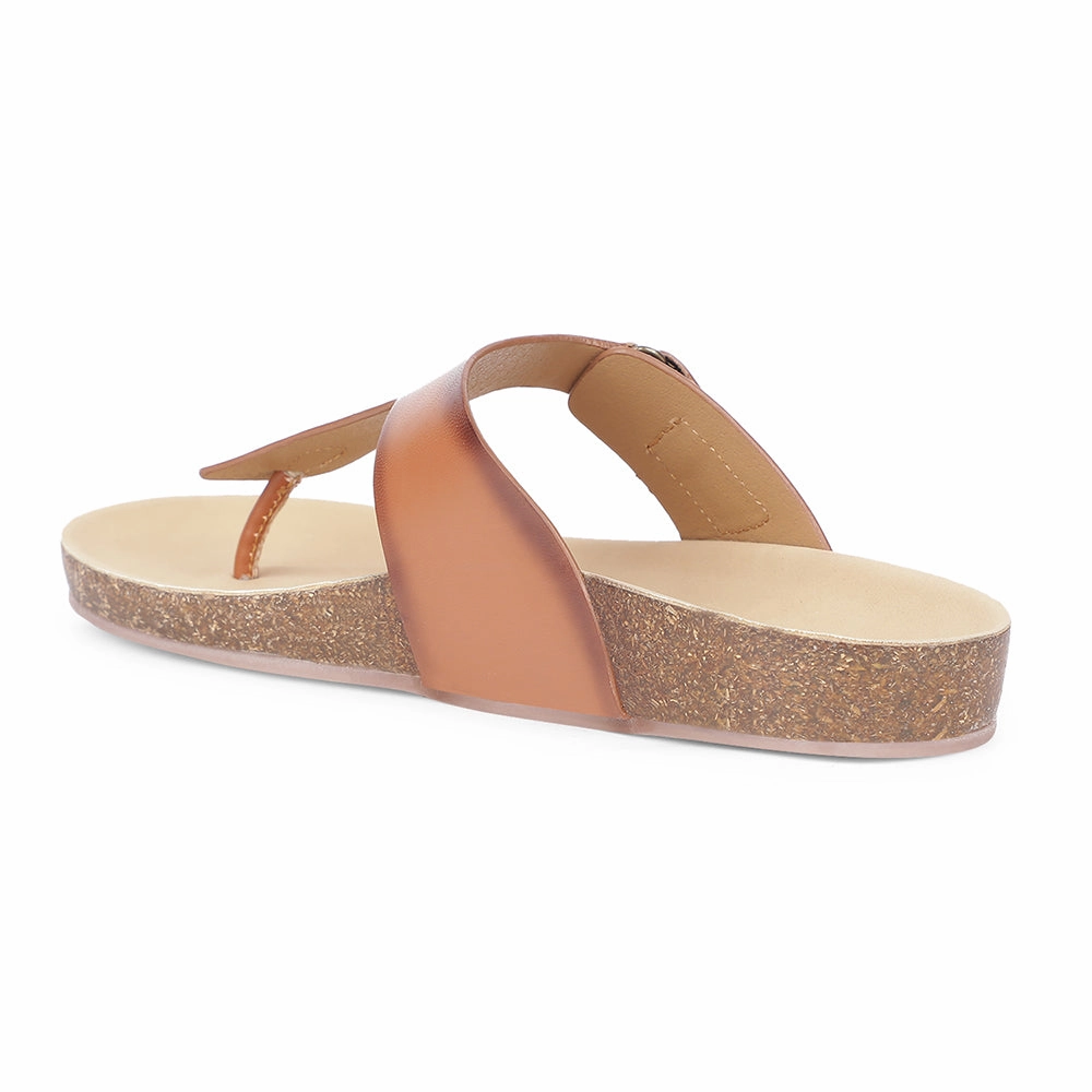 Healers Casual Tan Buckle Slides For Women J332-12 By Liberty