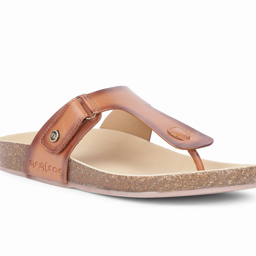Healers Casual Tan Buckle Slides For Women J332-12 By Liberty