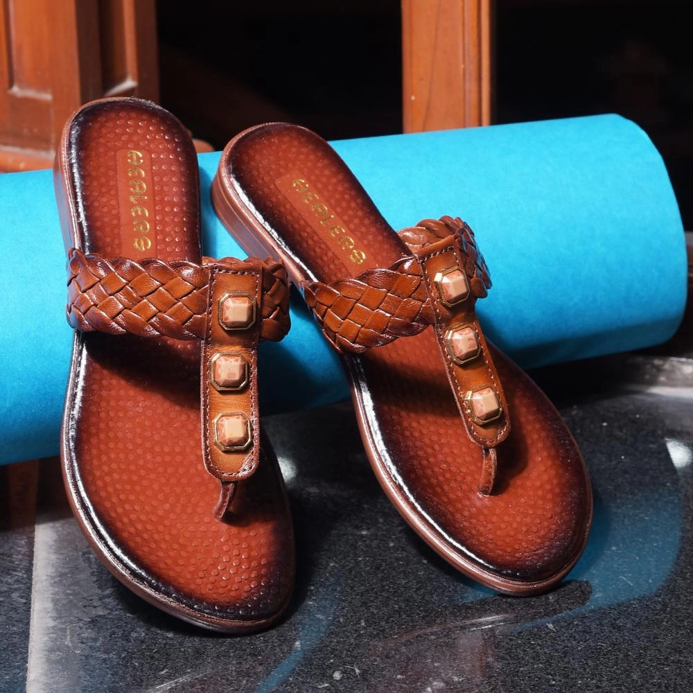 Healers Fashion Tan Ethnic Slipper For Women TLO-53 By Liberty