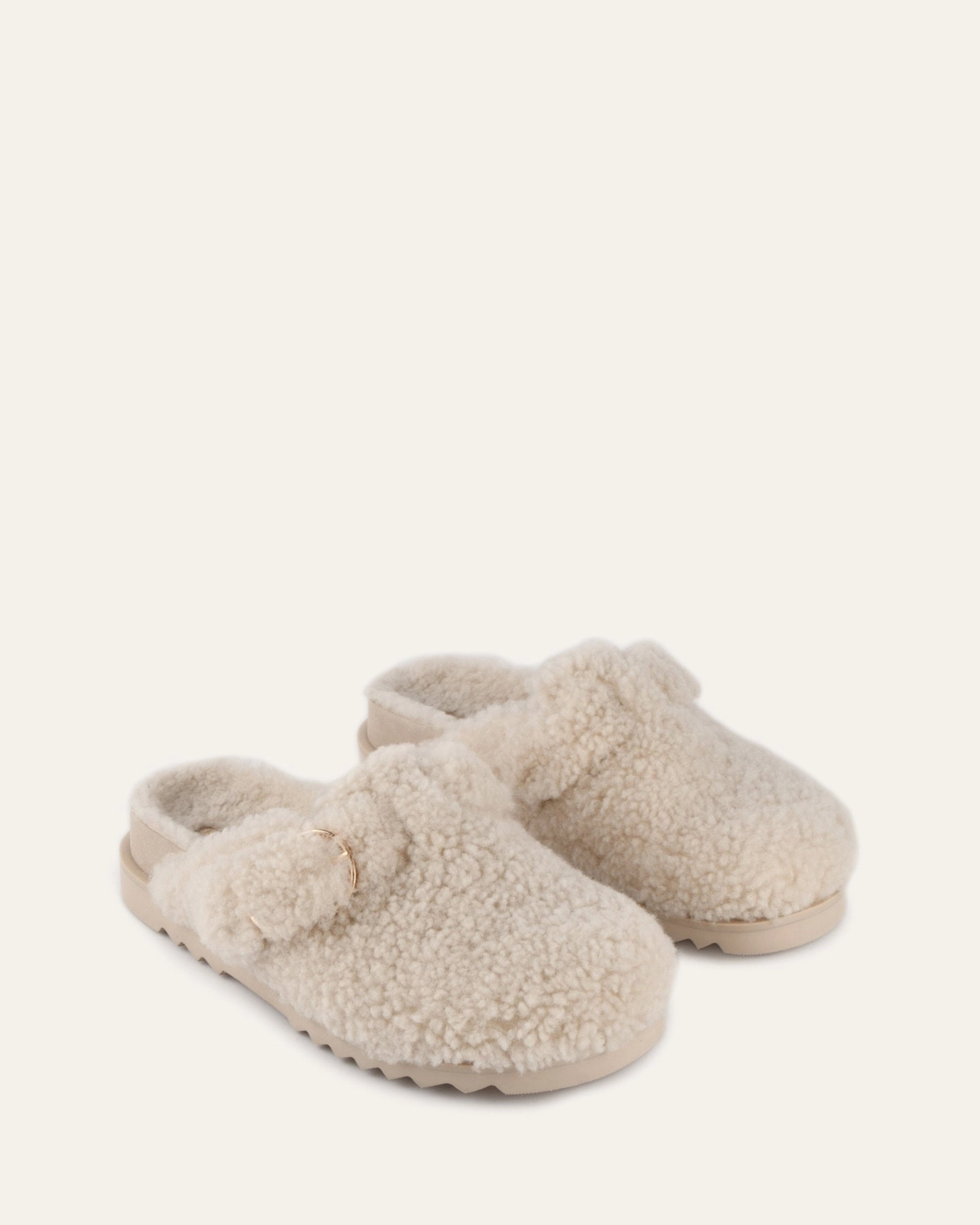 JUNIE CASUAL FLATS CREAM SHEARLING