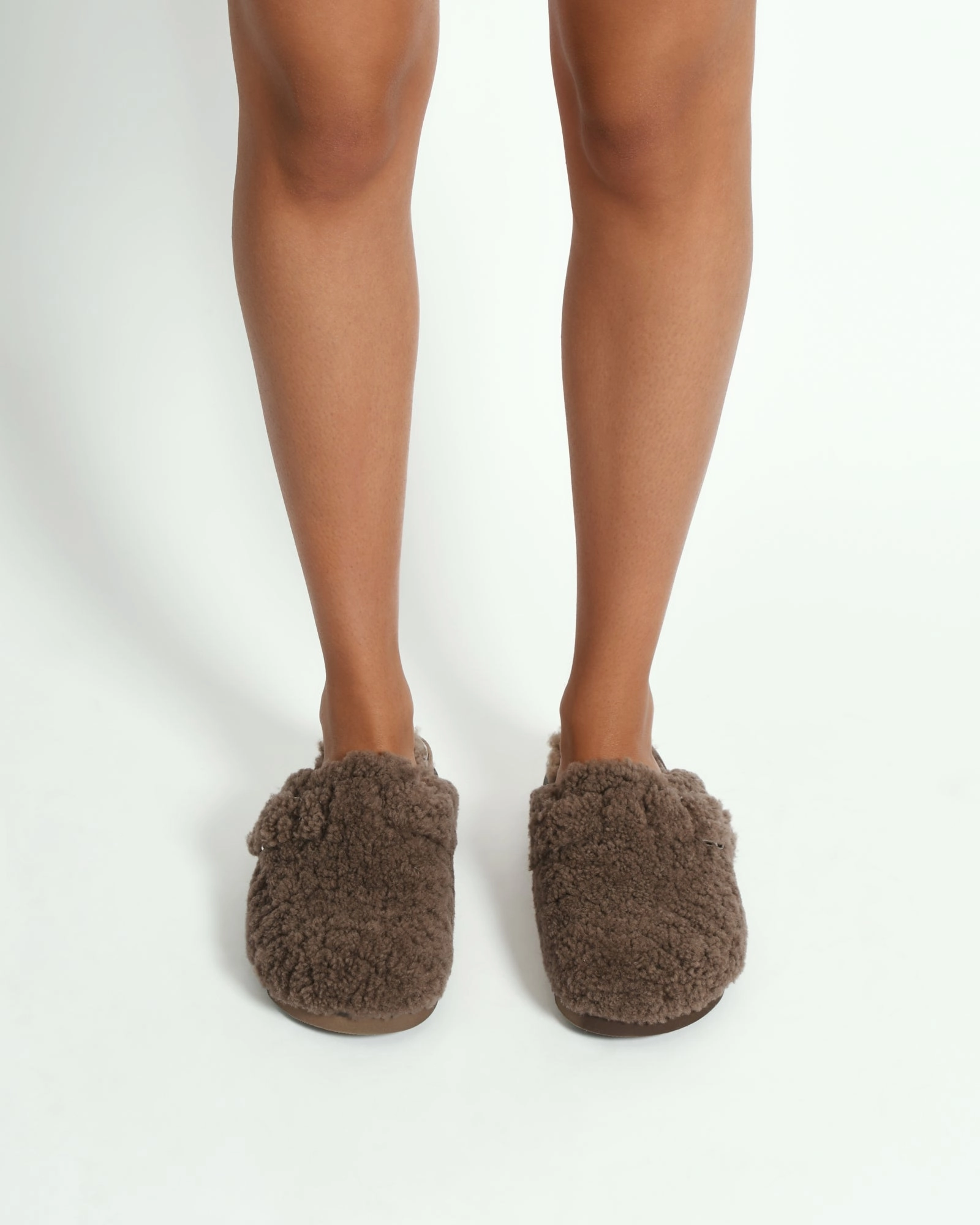 JUNIE CASUAL FLATS TAUPE SHEARLING