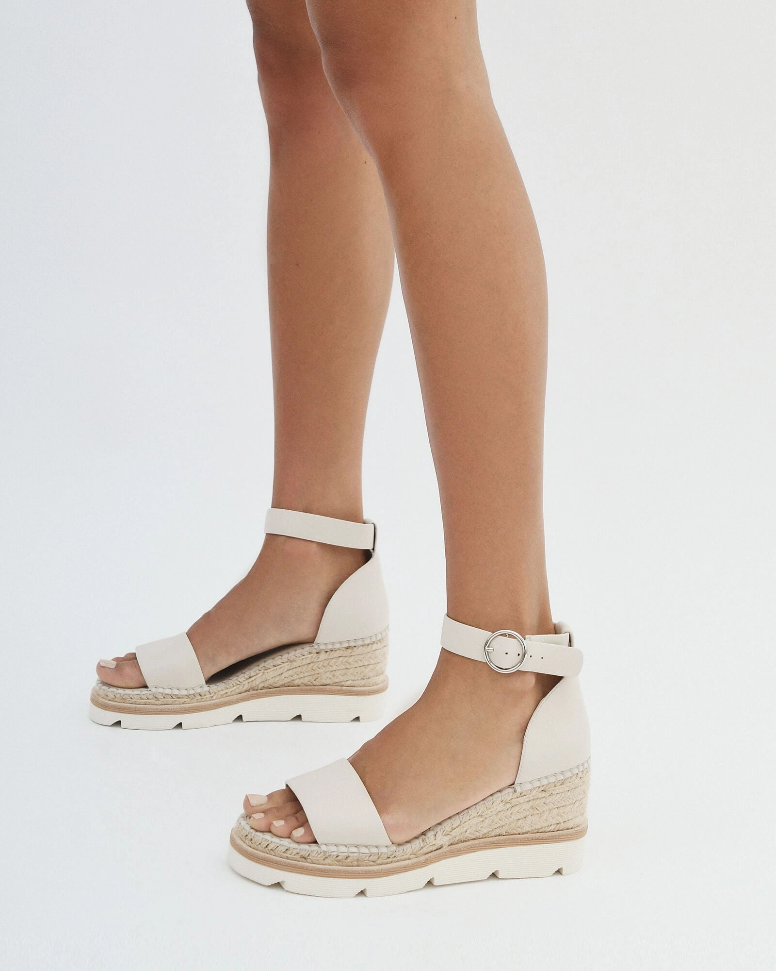 KELLY MID HEEL WEDGES BONE LEATHER