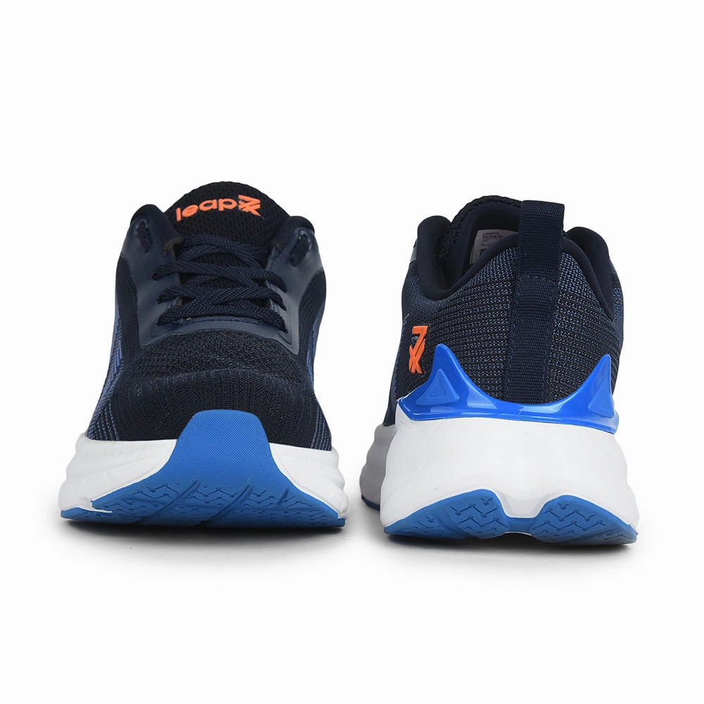 Leap7x Navy Blue Lacing Sports Walking Shoes For Kids OUTER-02 By Liberty