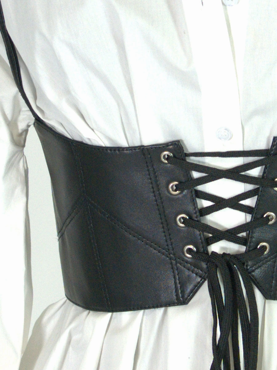 Leather Front Laced Corset Belt with Straps : CB-919