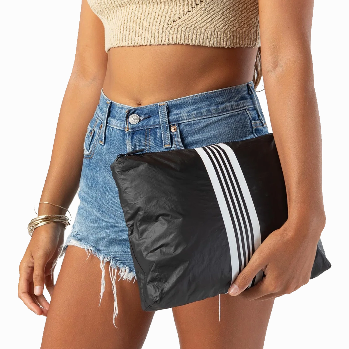 Linen Stripes Mid Pouch