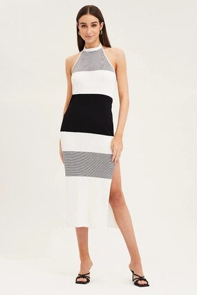 Multi Halter Knit Midi Dress